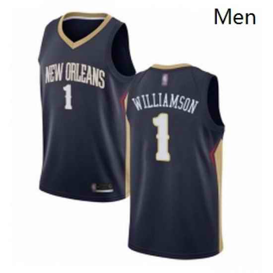 Nike New Orleans Pelicans 1 Zion Williamson Navy NBA Swingman Icon Edition Jersey